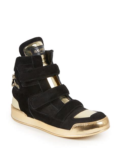 balmain designer high top sneakers.